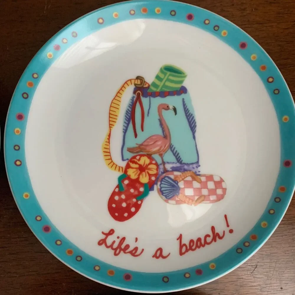 Life’s A Beach Lot of 4 Decorative Dessert Plates Carol Eldridge USA 2004